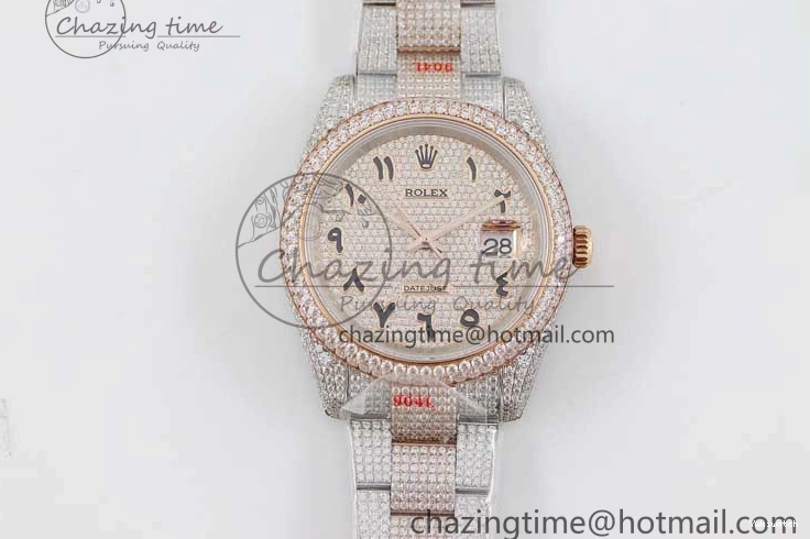 Markers Dial SS Edition A2824 Best Arabic Full on RG 41 Diamonds Bracelet TWF 1:1 Datejust 0313